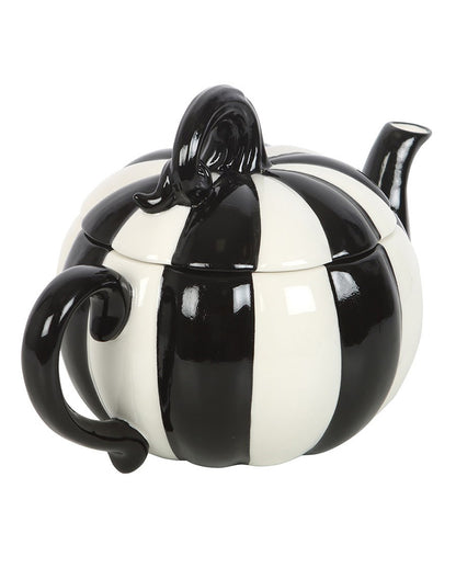 Black And White Striped Pumpkin Teapot