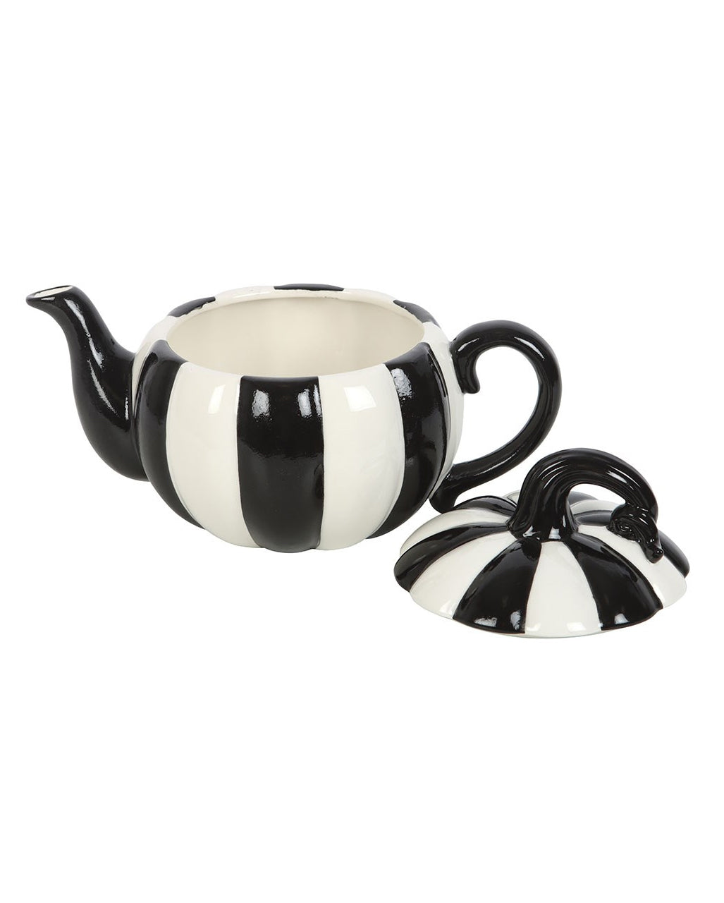 Black And White Striped Pumpkin Teapot