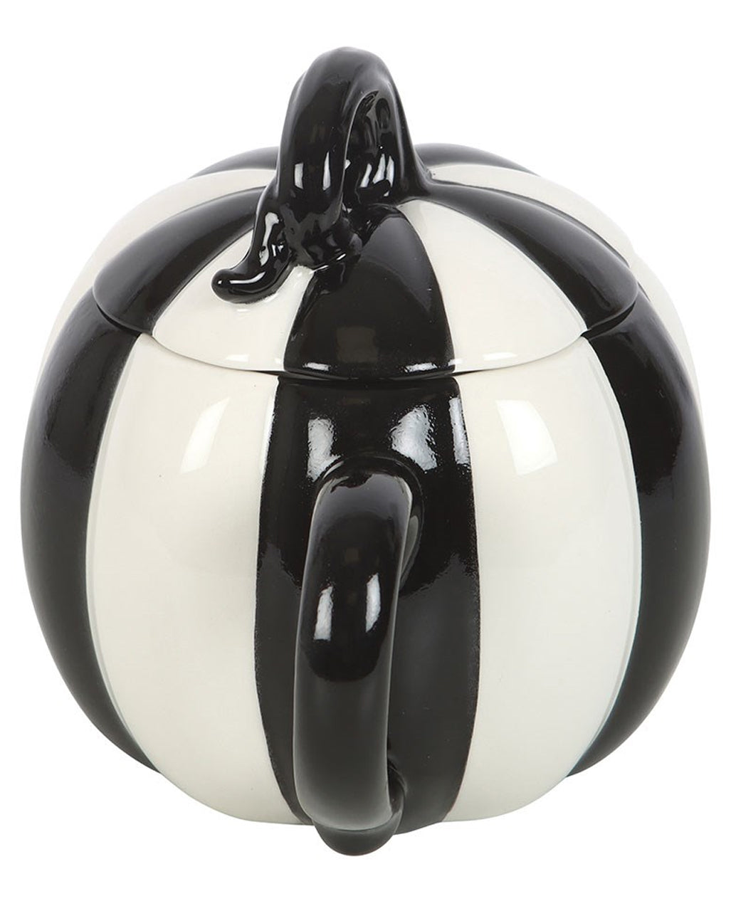 Black And White Striped Pumpkin Mug With Lid