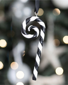 Schwarz-Weiße Zuckerstange als Hängedeko 18cm