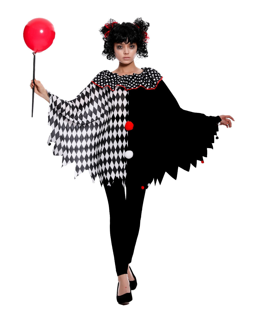 Clown Poncho Schwarz-Weiß Kariert