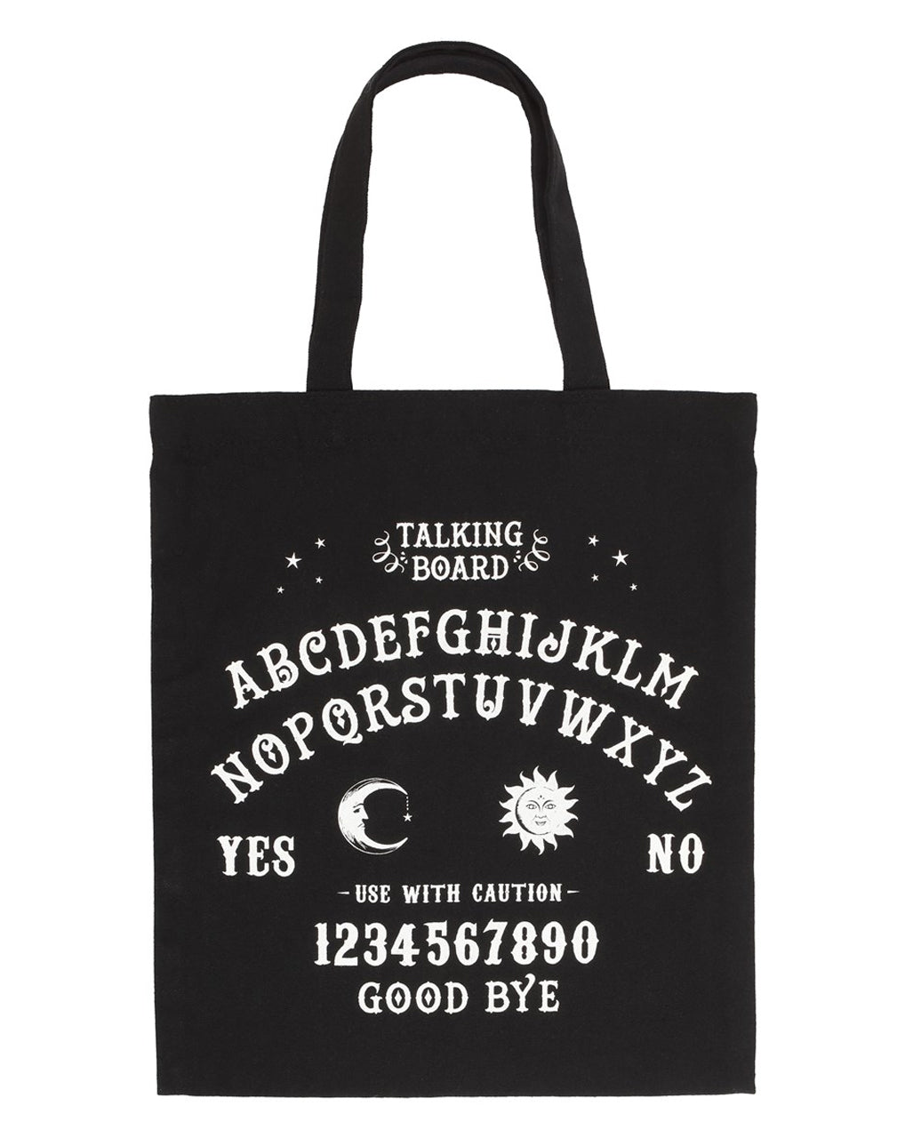 Schwarze Einkaufstasche mit Hexenbrett als Motiv 40x35cm