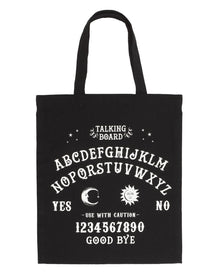 Schwarze Einkaufstasche mit Hexenbrett als Motiv 40x35cm