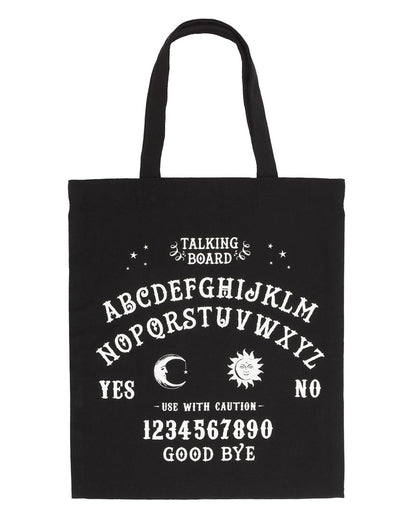 Schwarze Einkaufstasche mit Hexenbrett als Motiv 40x35cm
