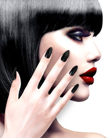 Schwarz glänzende Fingernägel 12 St.