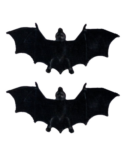 2 schwarze beflockte Fledermäuse