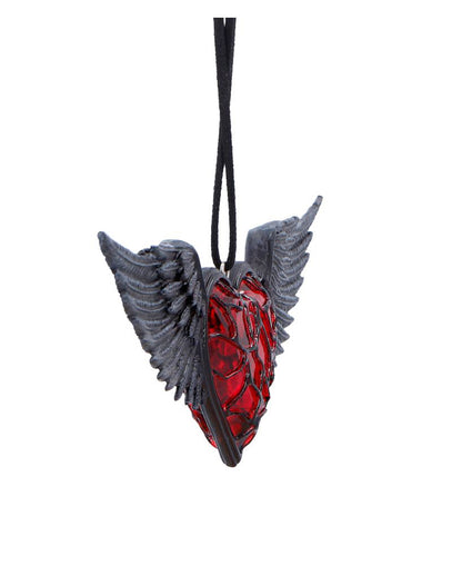 Schwarze Flügel mit Rotem Herz Hänge Ornament 6cm