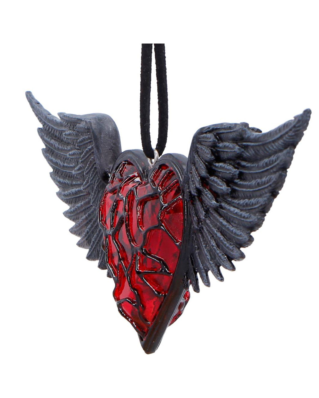 Schwarze Flügel mit Rotem Herz Hänge Ornament 6cm