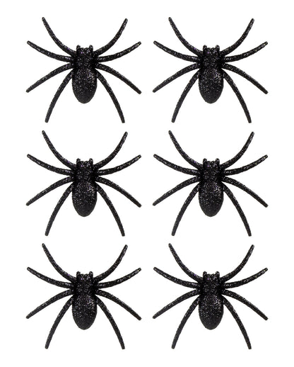 Glitzer Spinnen Schwarz 6 St.