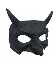 Schwarze Teufels Halbmaske mit Hörner