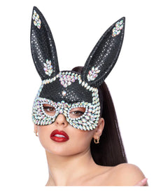 Schwarze Hasenmaske mit Glitzersteinchen