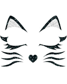 Glitzer Gesichtsaufkleber schwarze Katze