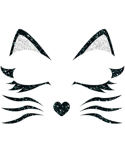 Glitzer Gesichtsaufkleber schwarze Katze