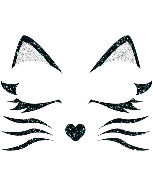 Glitzer Gesichtsaufkleber schwarze Katze