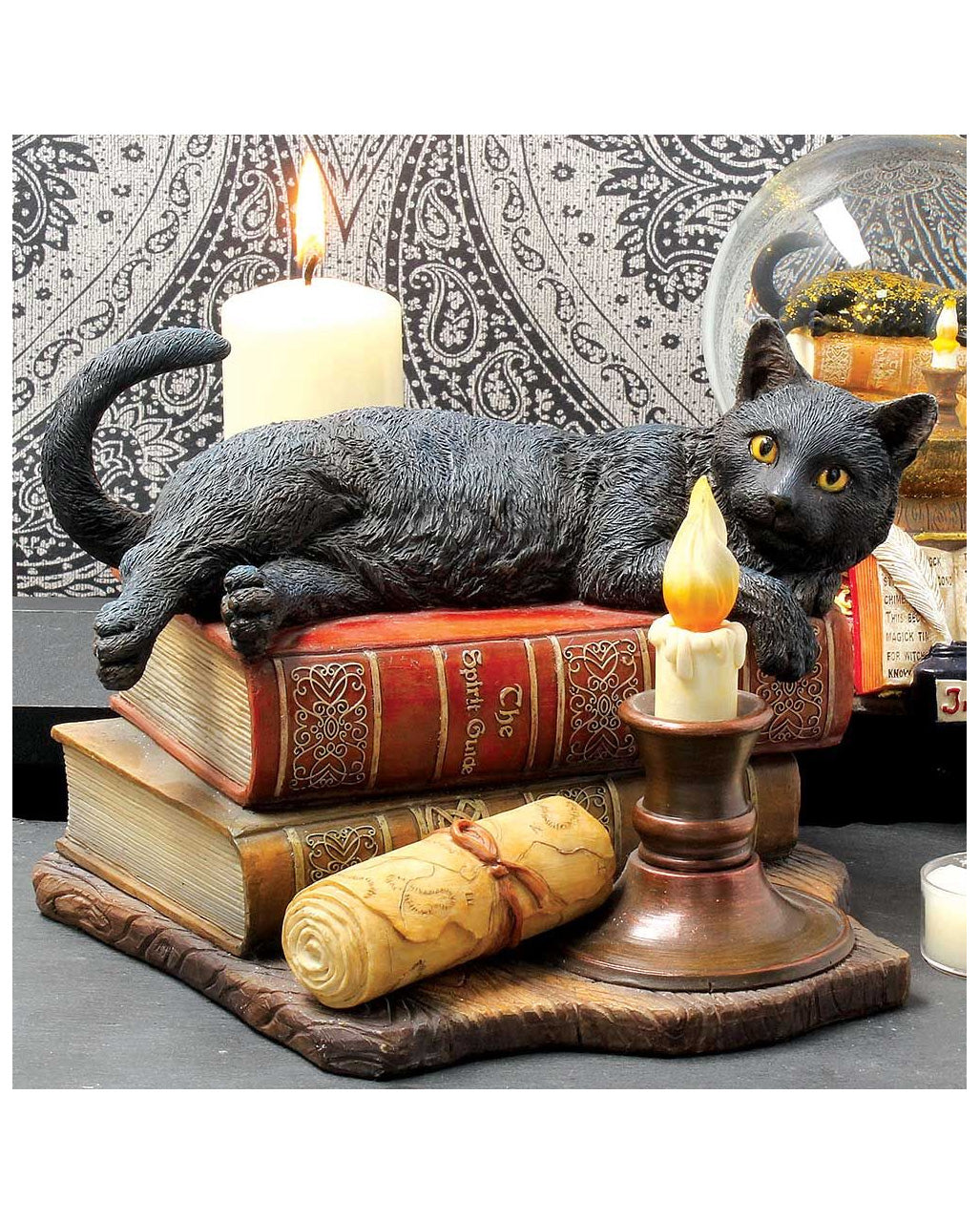 Schwarze Katze mit Zauberbüchern 20,5cm