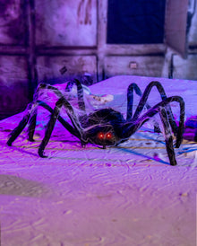 Schwarze Krabbelnde Spinne mit Licht & Ton 99cm Ø
