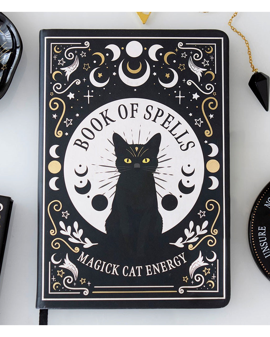 Schwarze Mystic Katze A5 Notiz & Tagebuch mit Stift