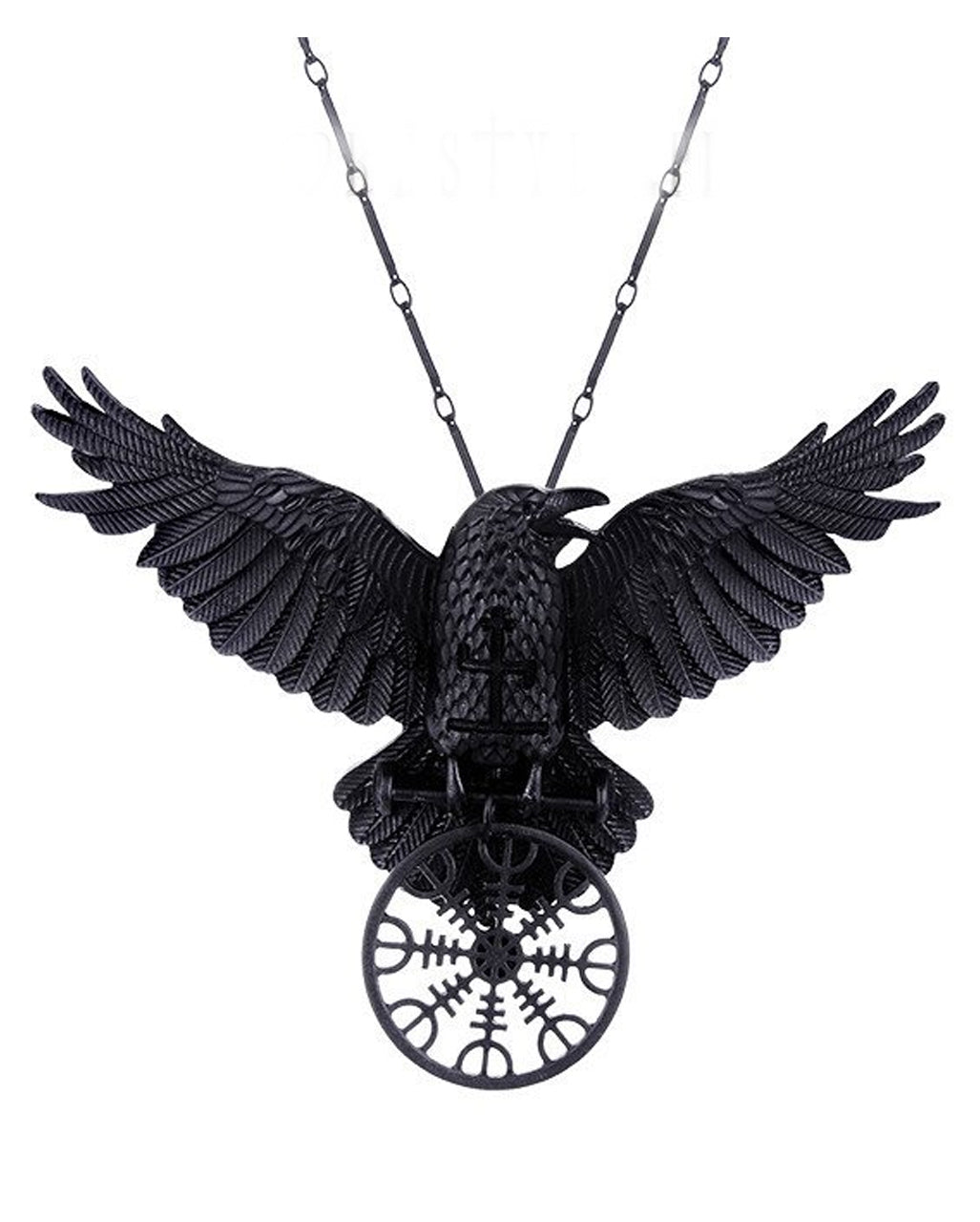Schwarze Krähen Halskette mit Rune