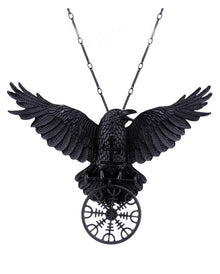 Schwarze Krähen Halskette mit Rune