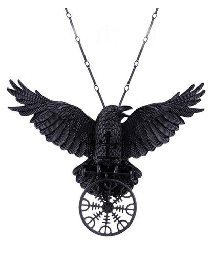 Schwarze Krähen Halskette mit Rune