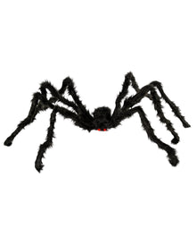 Schwarze Monsterspinne mit Roten LED Augen 128cm