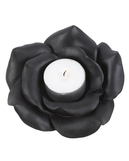 Schwarze Rose Teelichthalter 11cm