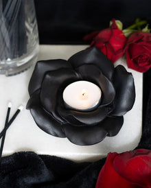 Schwarze Rose Teelichthalter 11cm