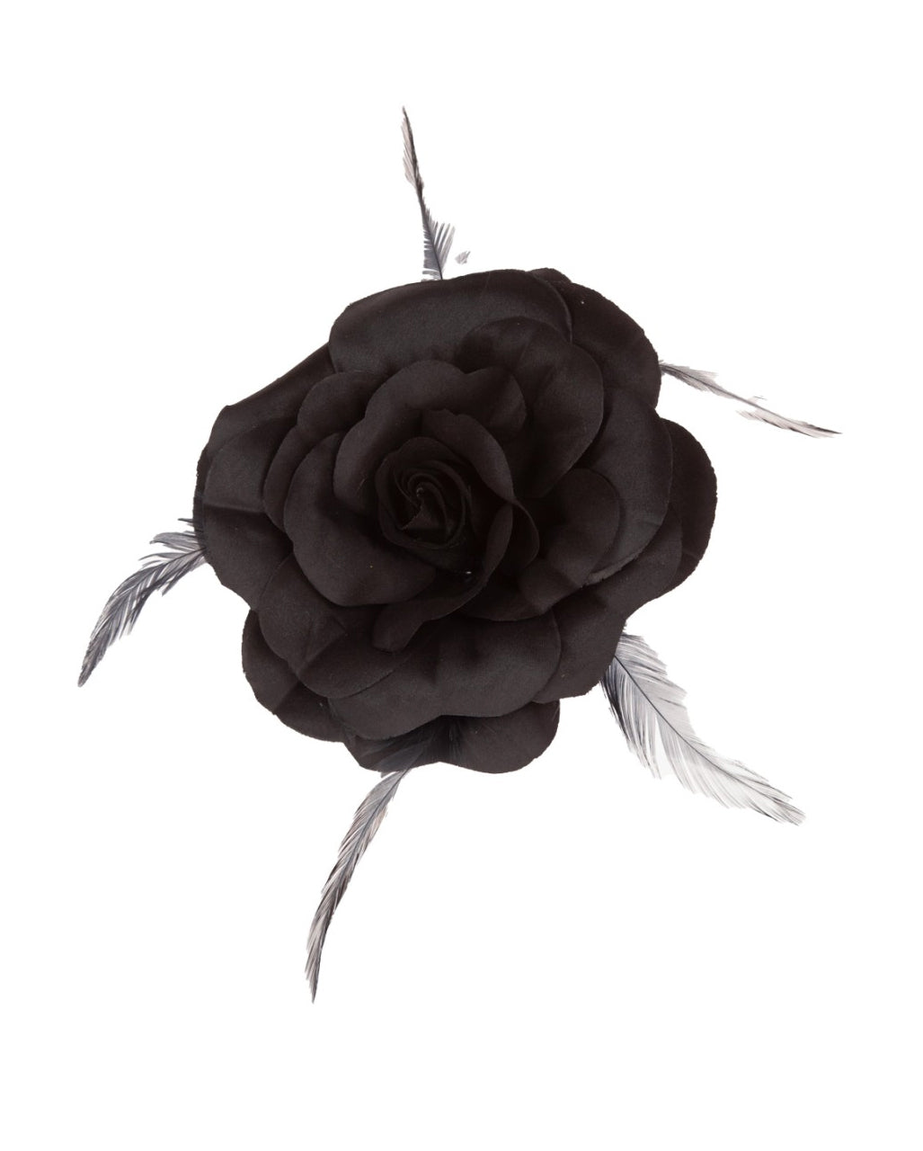 Schwarze Rosenblüte mit Haarclip & Haargummi