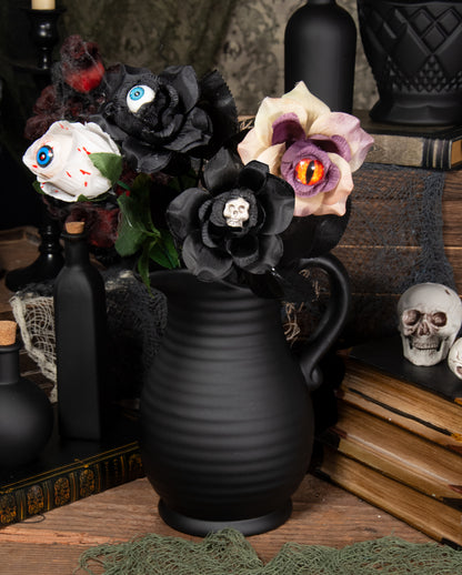 Black Rose With Skull In The Blossom 42cm