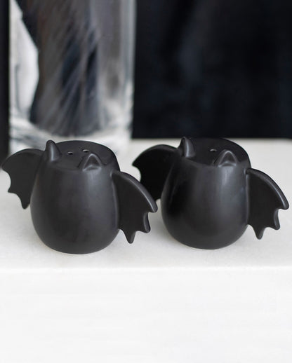 Black Salt & Pepper Shakers With Bat Wings 2 Pcs.