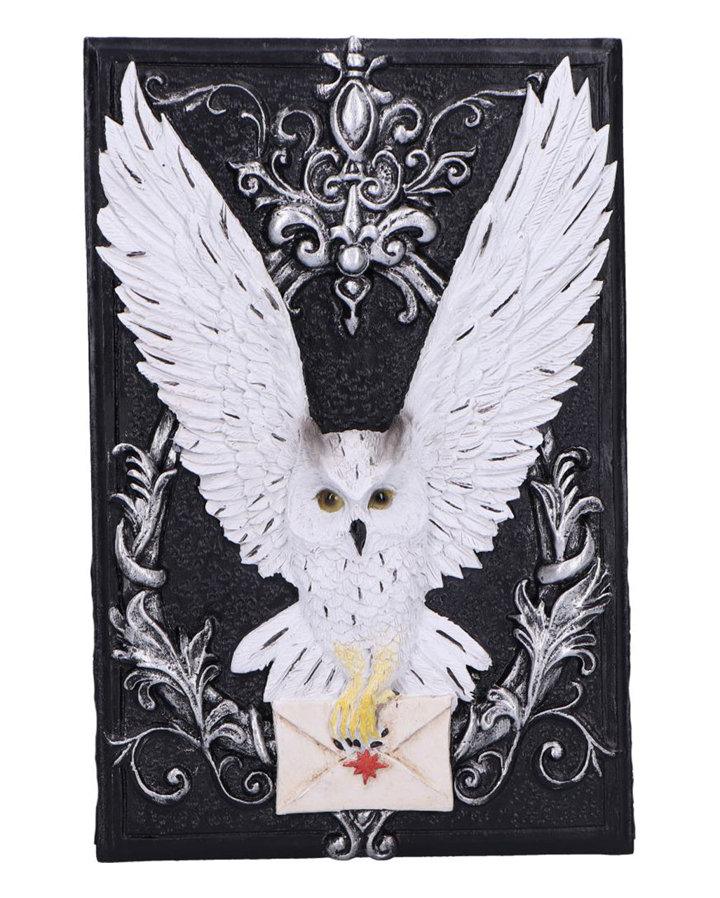 Schwarze Schatulle mit geheimnisvoller Eule 18cm