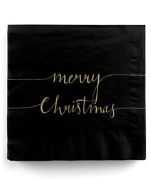 "Merry Christmas" Schwarze Servietten 20 St.