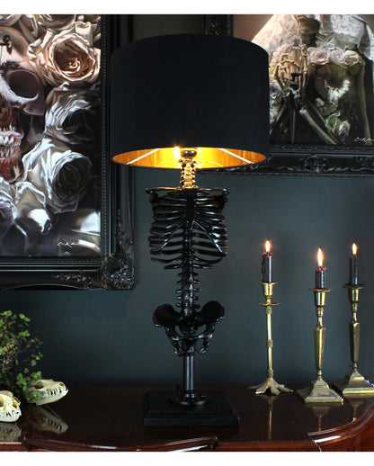 Schwarze Skelett-Torso Tischlampe mit Lampenschirm