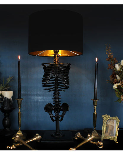 Schwarze Skelett-Torso Tischlampe mit Lampenschirm