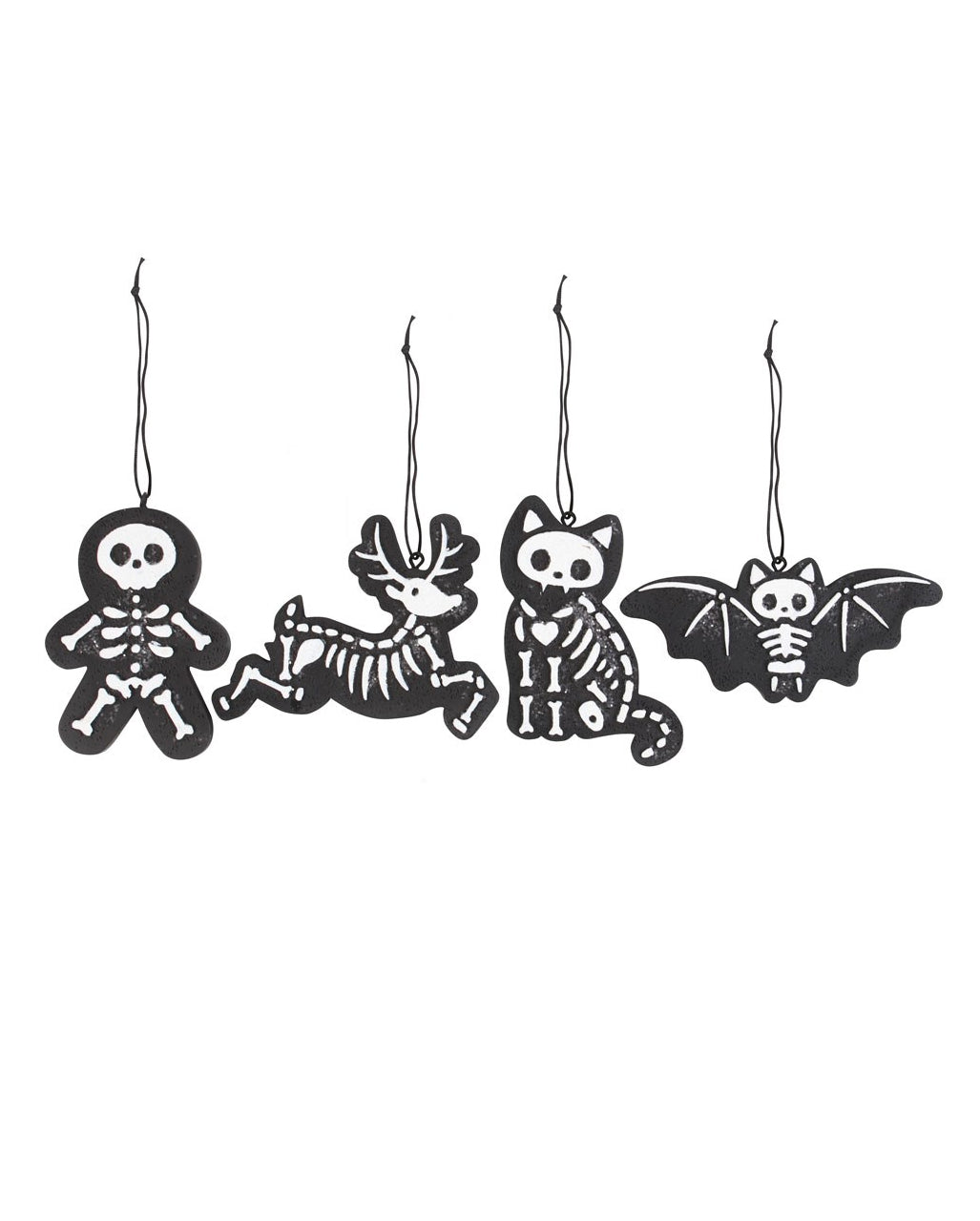 Black Skeleton Cookie Ornaments 4 Pcs.