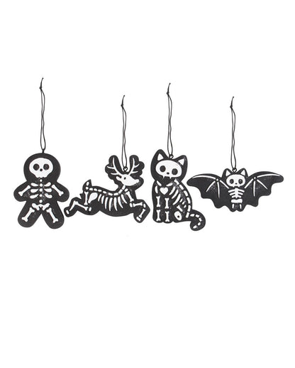 Black Skeleton Cookie Ornaments 4 Pcs.