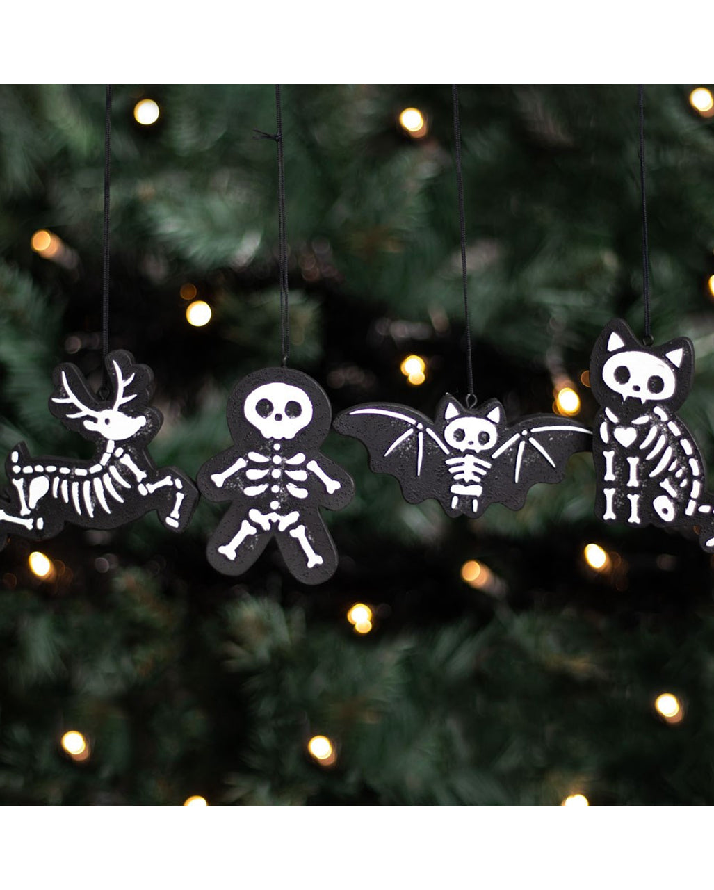 Black Skeleton Cookie Ornaments 4 Pcs.