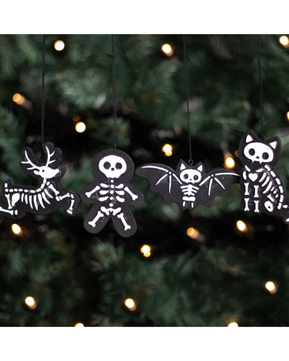 Black Skeleton Cookie Ornaments 4 Pcs.