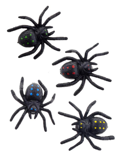 Schwarze Spinnen mit Saugnapf 4 Stück