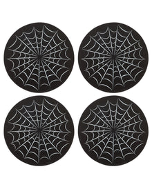 Schwarze Spinnennetz Untersetzer 4 St.