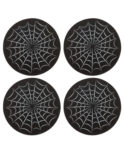Schwarze Spinnennetz Untersetzer 4 St.