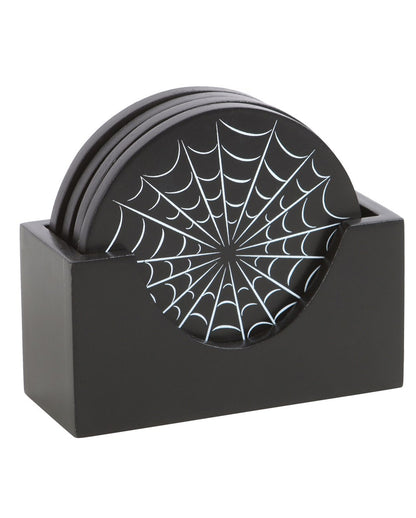 Schwarze Spinnennetz Untersetzer 4 St.