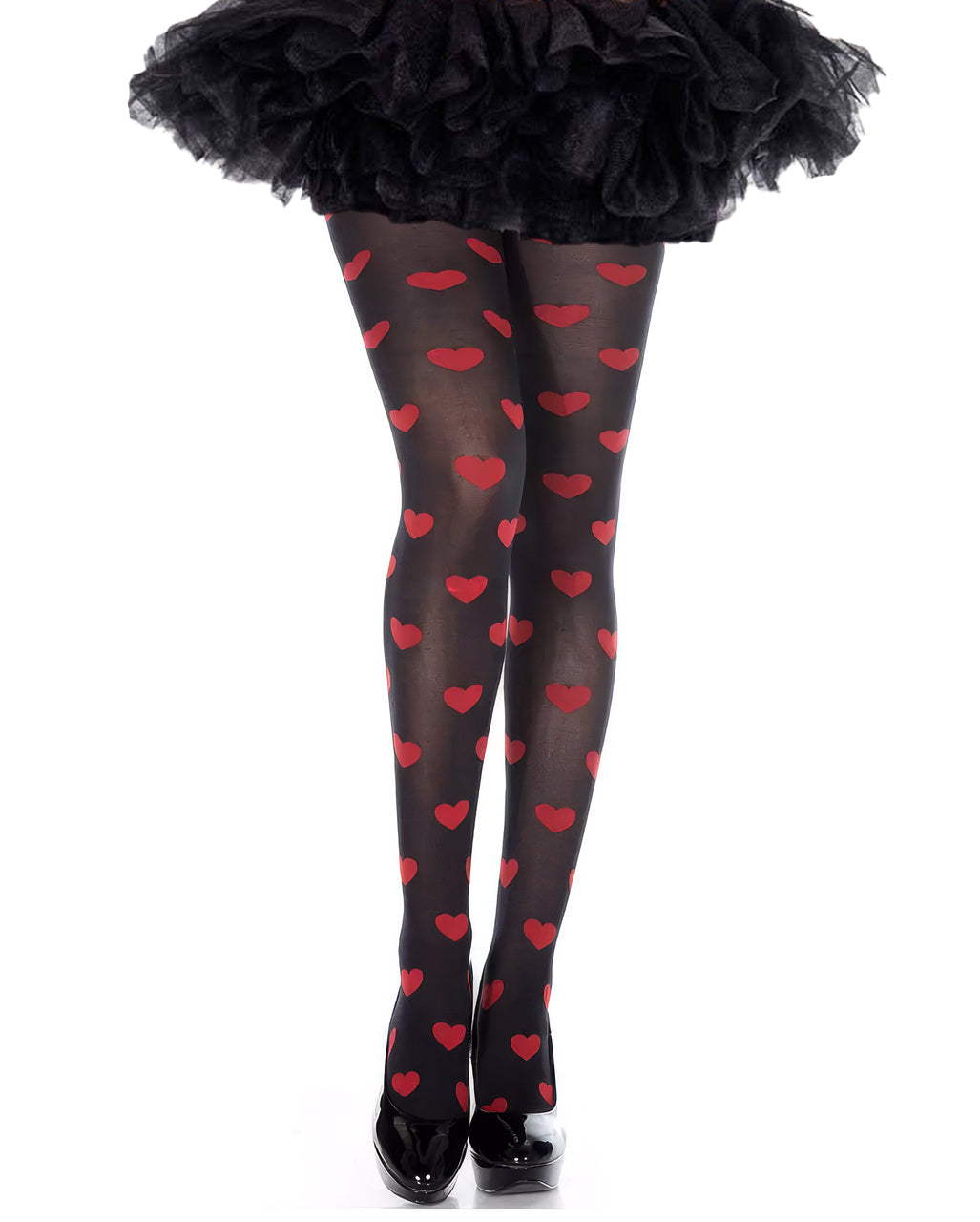 Black Tights With Red Hearts