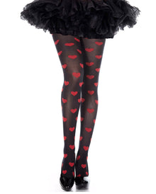 Black Tights With Red Hearts