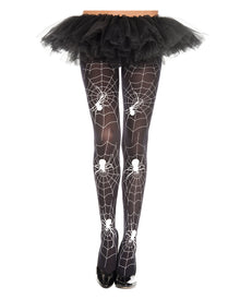 Schwarz-Weiße Spinnen Strumpfhose mit Netz-Design