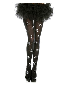 Totenkopf Strumpfhose schwarz für Piraten & Fasching Kostüme
