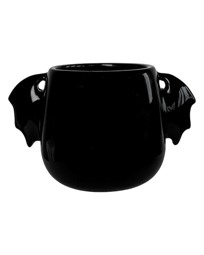 Schwarze Keramiktasse mit Fledermausflügeln 400ml