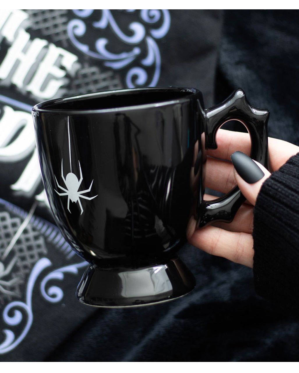Schwarze Teetasse mit Spinne 11cm
