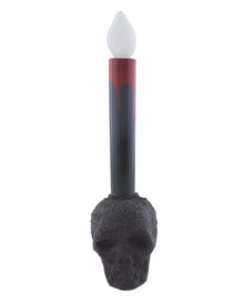 Schwarze Totenschädel Kerze mit Licht 24cm