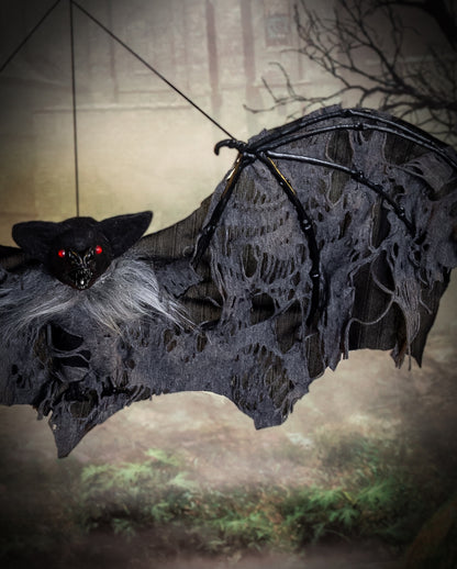 Schwarze Vampir Fledermaus mit Fetzenflügel 60cm